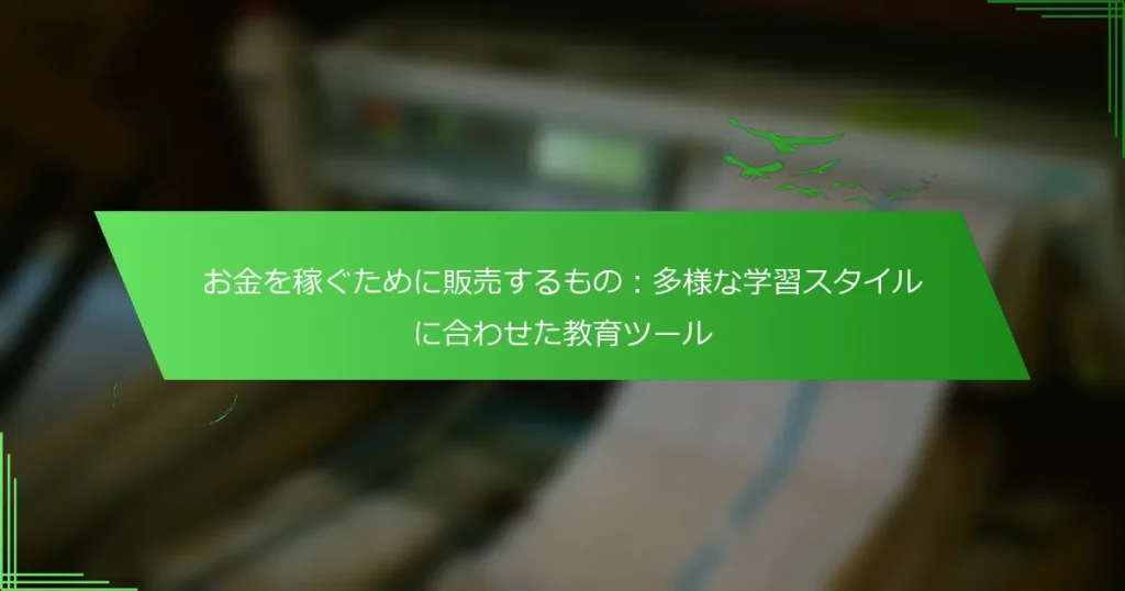 お金を稼ぐために販売するもの：多様な学習スタイルに合わせた教育ツール