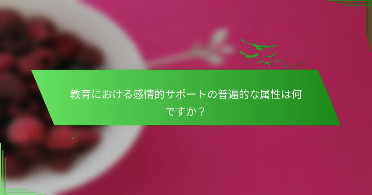 教育における感情的サポートの普遍的な属性は何ですか？