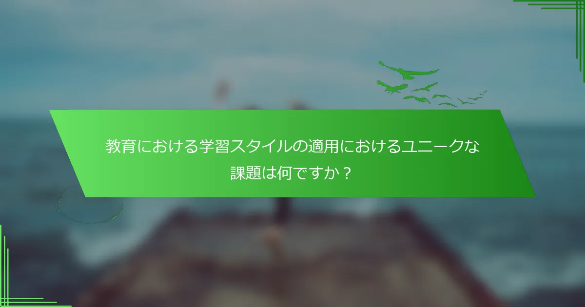 教育における学習スタイルの適用におけるユニークな課題は何ですか？