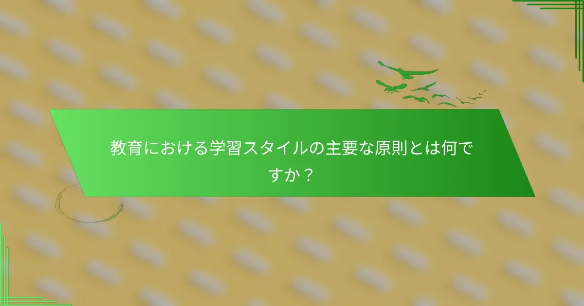 教育における学習スタイルの主要な原則とは何ですか？