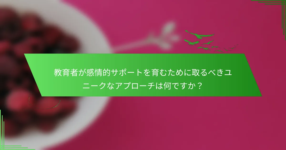 教育者が感情的サポートを育むために取るべきユニークなアプローチは何ですか？
