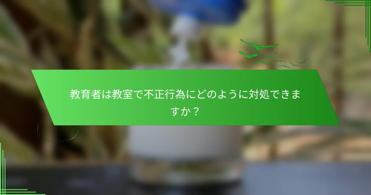 教育者は教室で不正行為にどのように対処できますか？