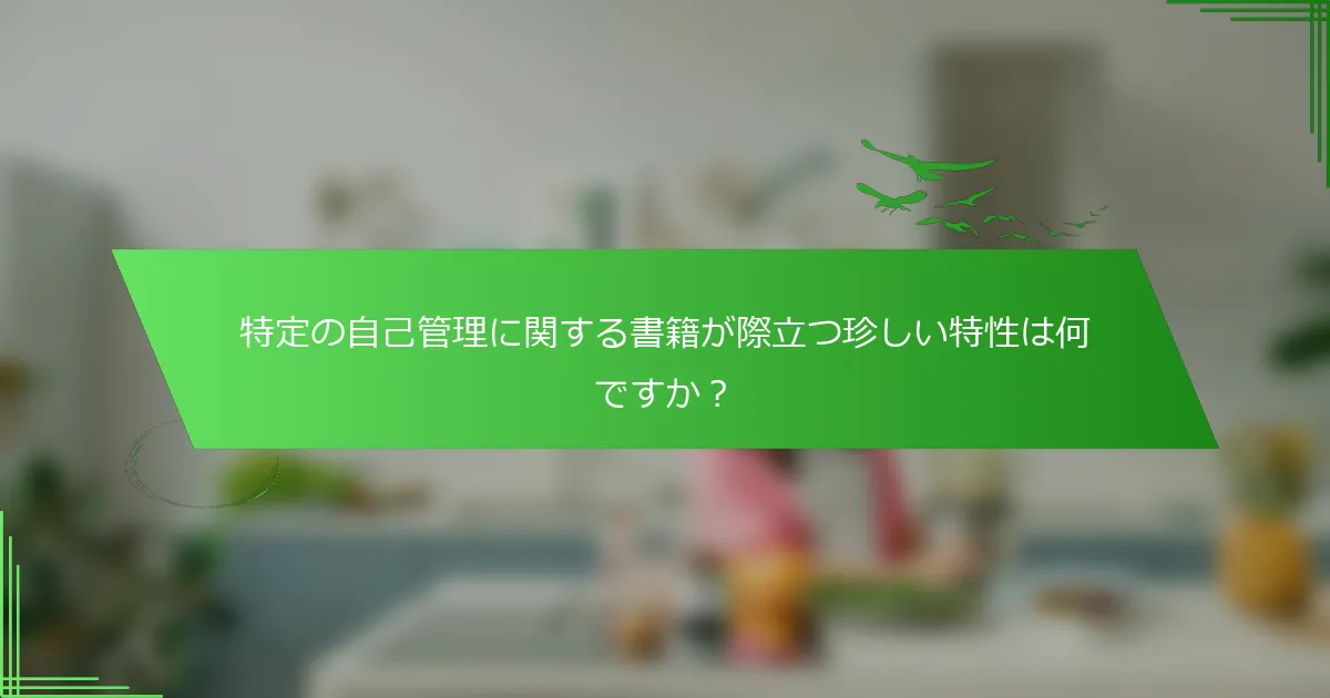 特定の自己管理に関する書籍が際立つ珍しい特性は何ですか？