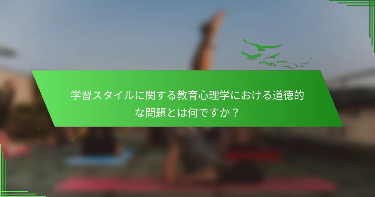 学習スタイルに関する教育心理学における道徳的な問題とは何ですか？