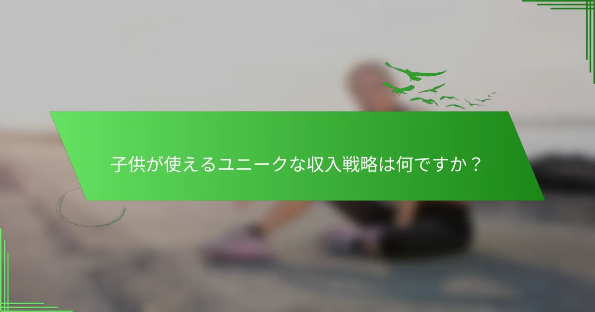 子供が使えるユニークな収入戦略は何ですか？